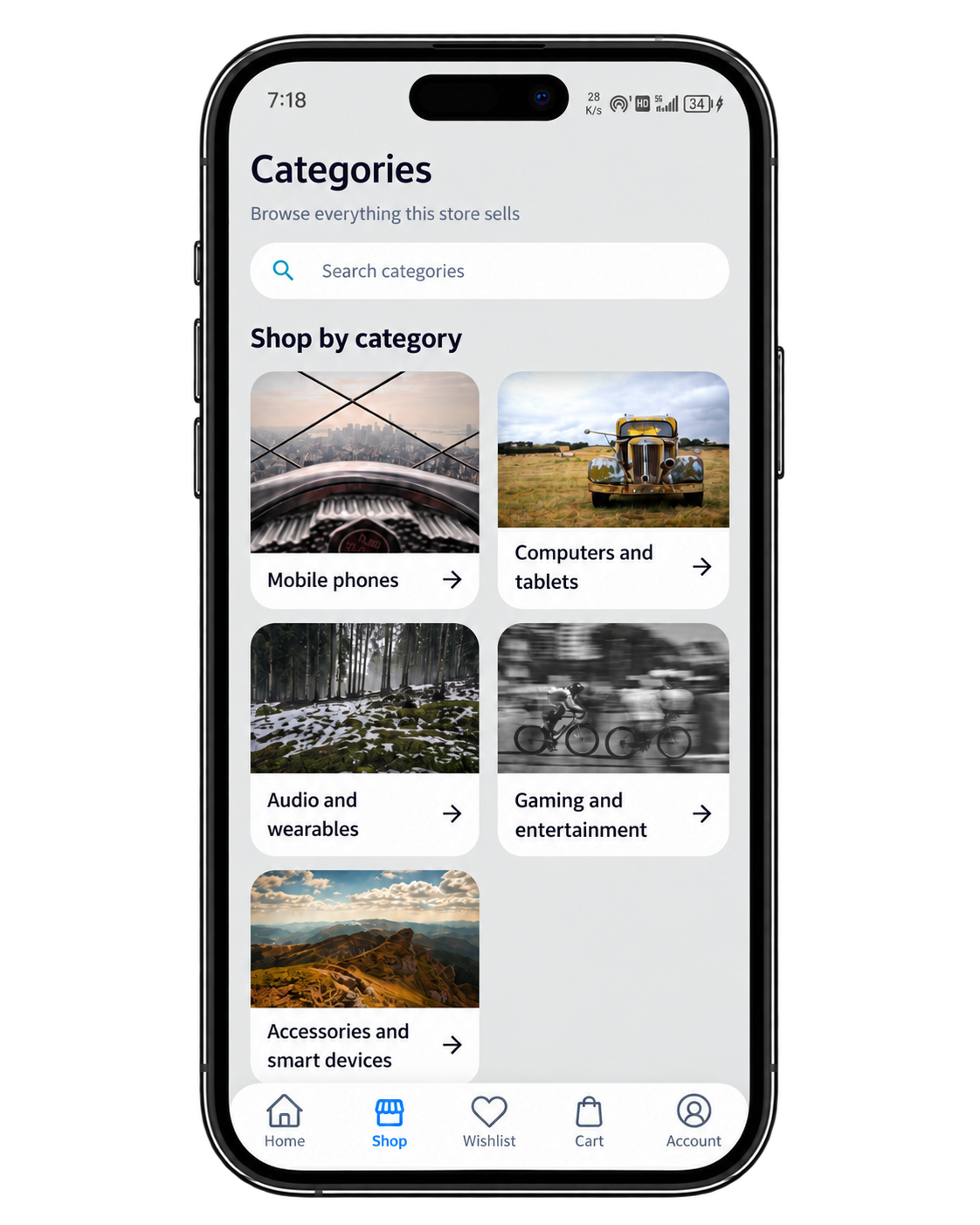 MindoMall app — browse categories