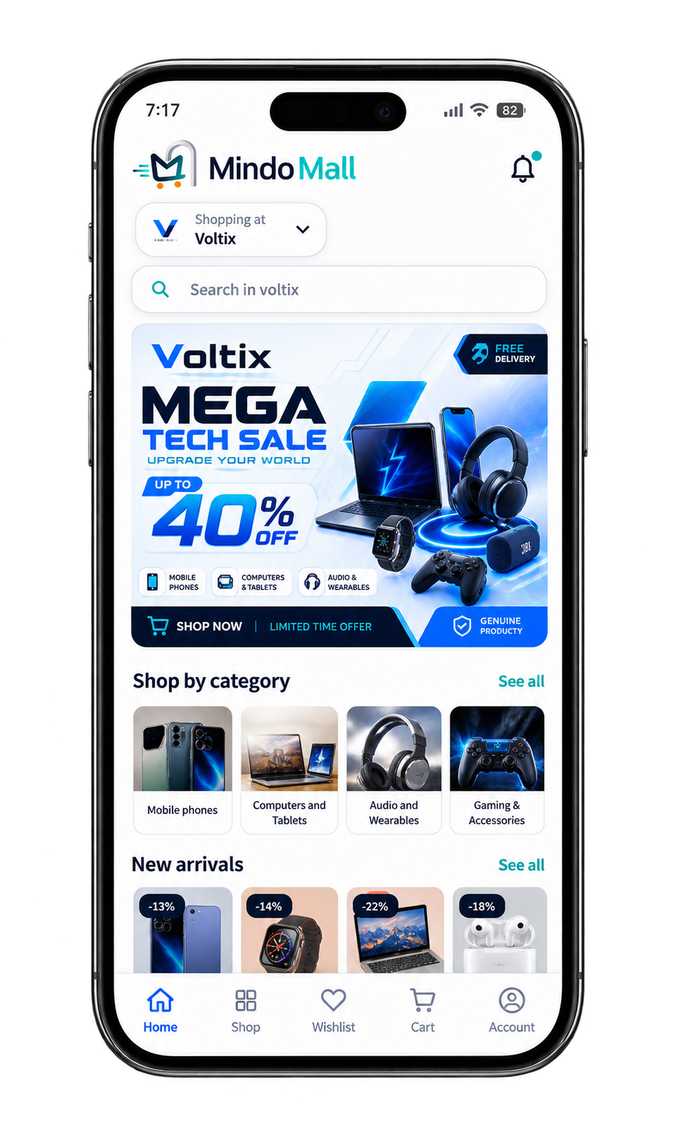 MindoMall app — shopping inside a store