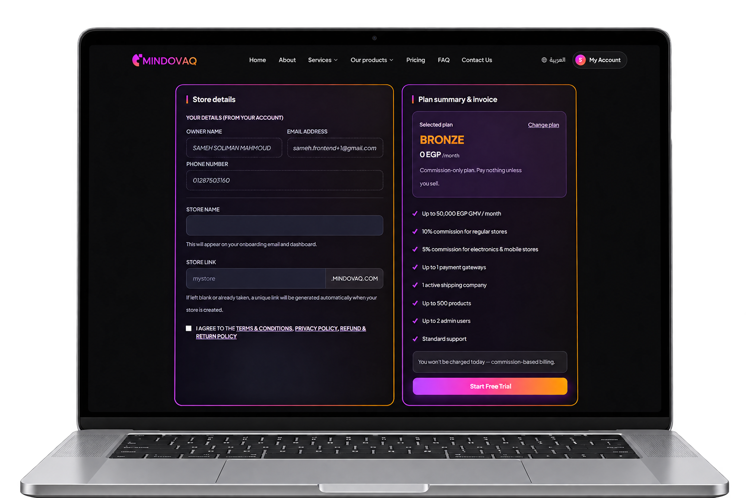 MindoMall — create your business account