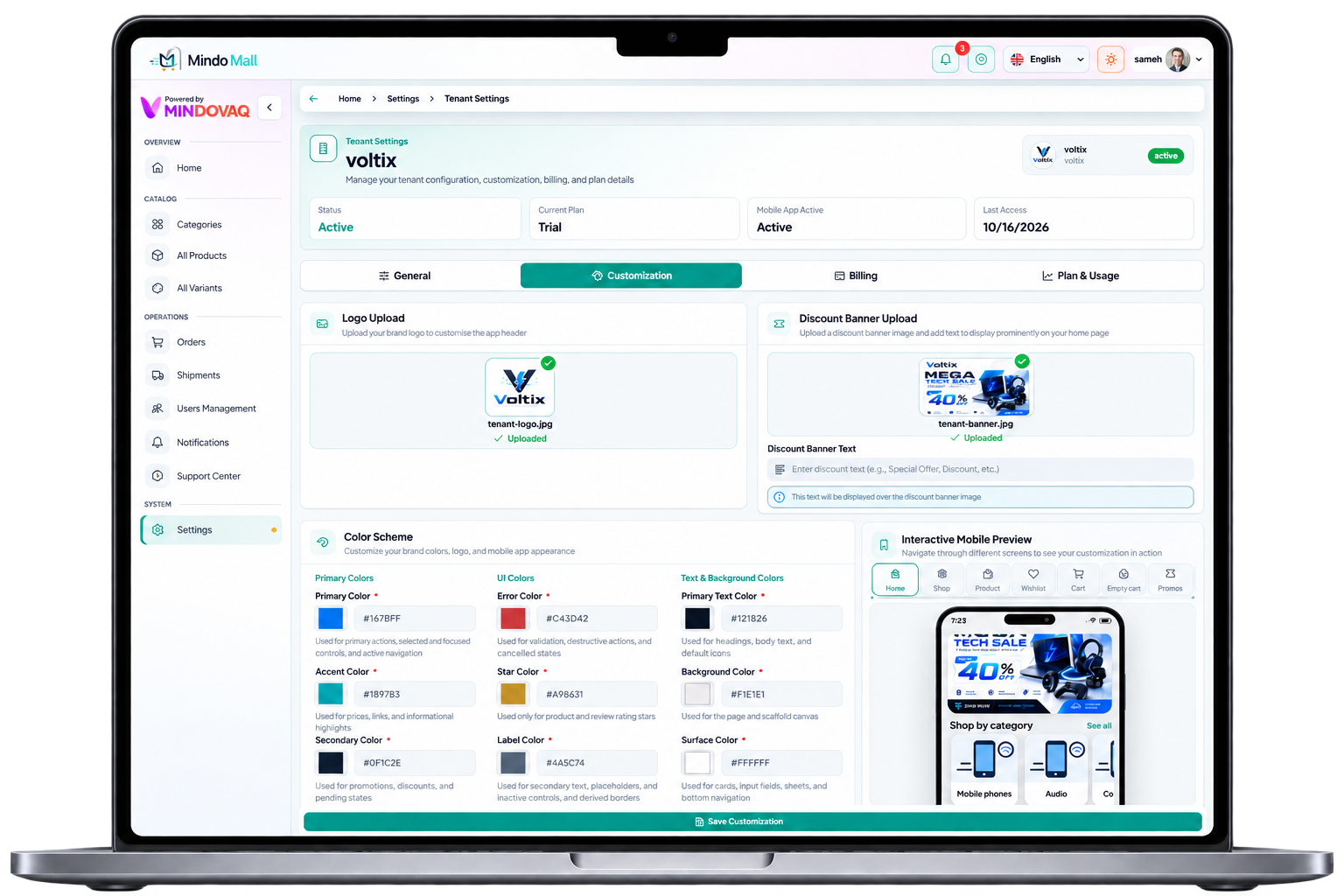MindoMall — set up your store brand